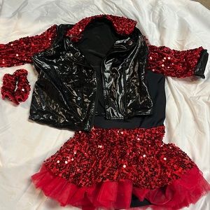 Red and black sequin dance costume